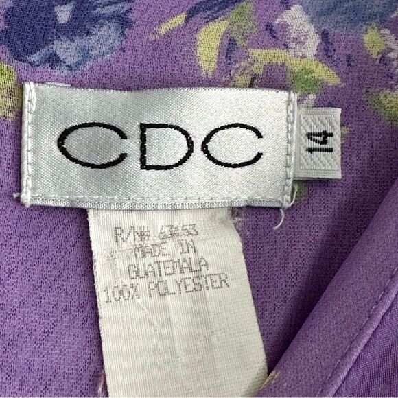Chiffon Maxi Dress Purple Floral VNeck Sz 14 Short Sleeve Asymmetrical Tie Waist - Picture 8 of 8